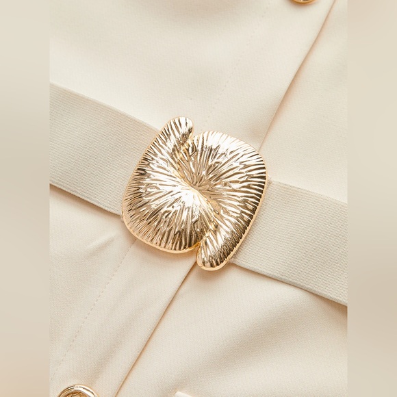 Button-Front Belted Maxi Dress in Apricot - Picture 6 of 7